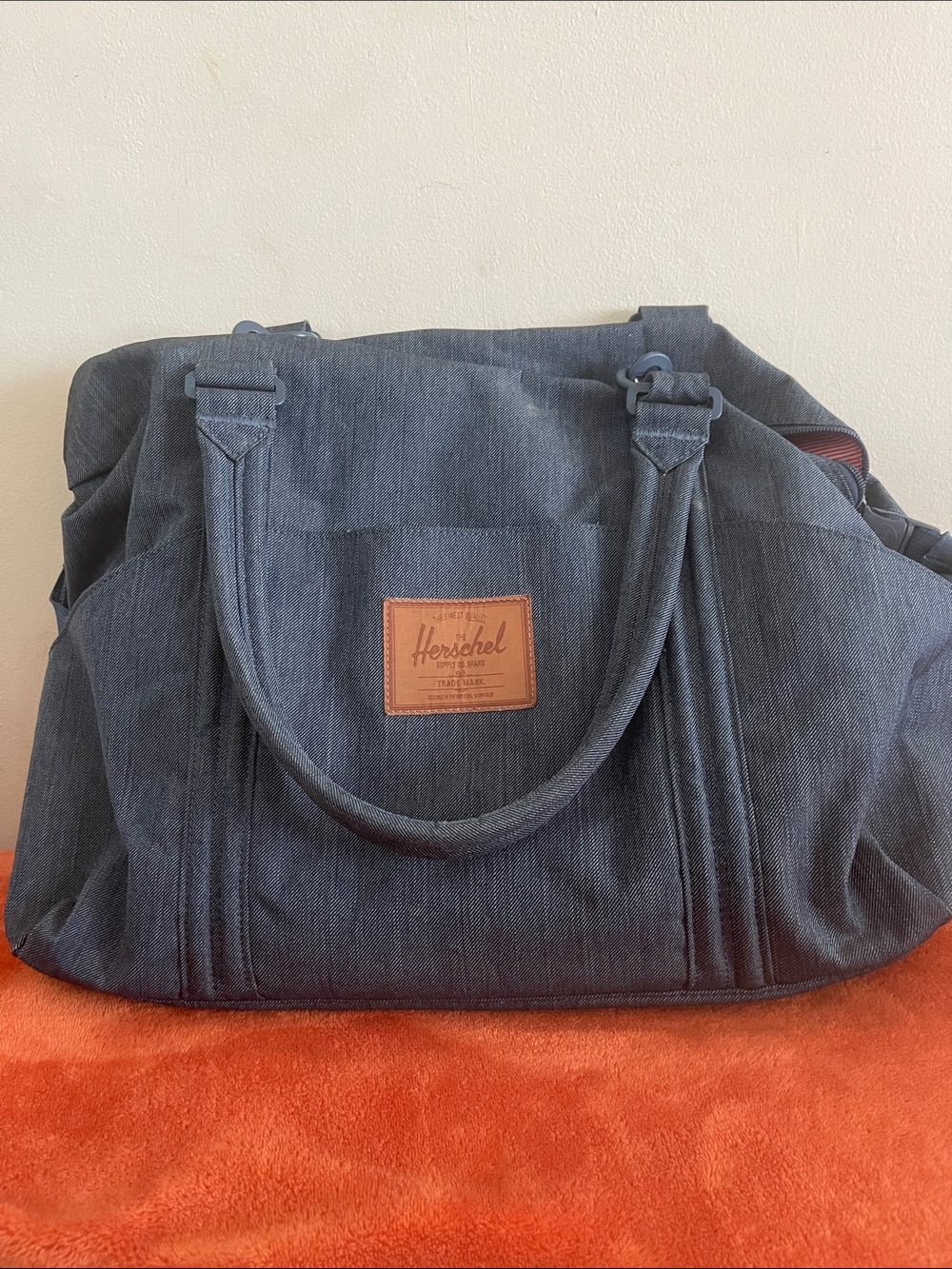 Herschel Supply Company Dark Blue Denim Tote with Leather Patch